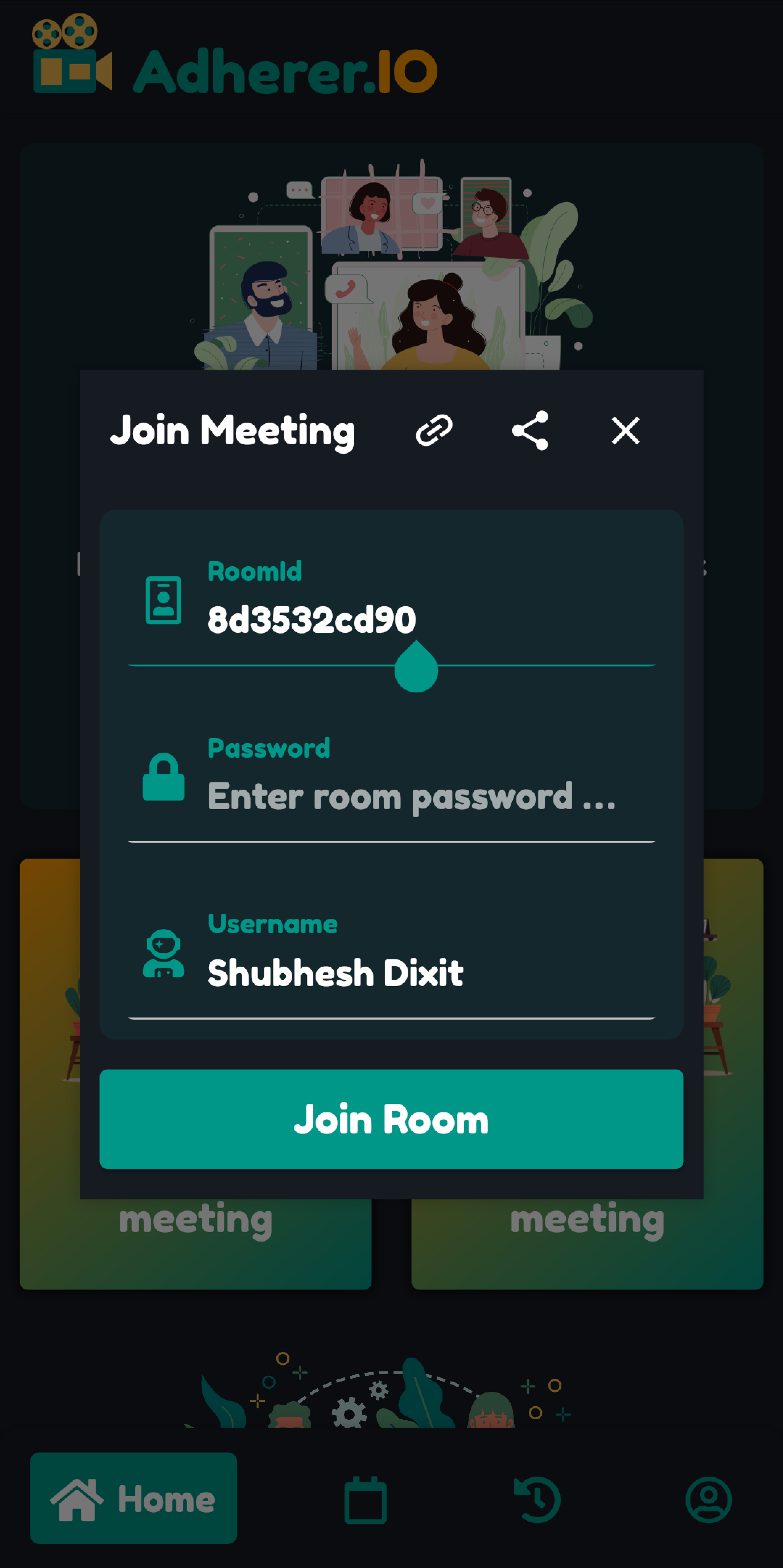 Image of adherer's meeting page